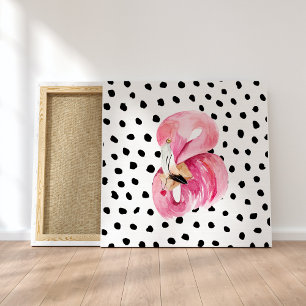 Moderne exotische rosa Wasserfarbe Flamingo mit Zi Leinwanddruck