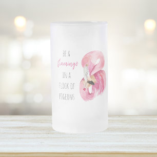 Moderne exotische rosa Wasserfarbe Flamingo mit Zi Mattglas Bierglas