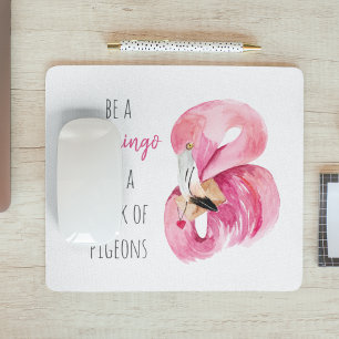 Moderne exotische rosa Wasserfarbe Flamingo mit Zi Mousepad