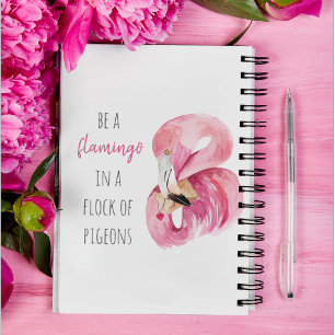 Moderne exotische rosa Wasserfarbe Flamingo mit Zi Notizblock