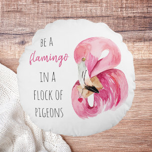 Moderne exotische rosa Wasserfarbe Flamingo mit Zi Rundes Kissen