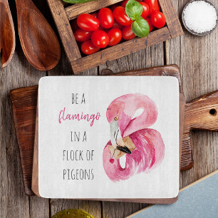 Moderne exotische rosa Wasserfarbe Flamingo mit Zi Schneidebrett