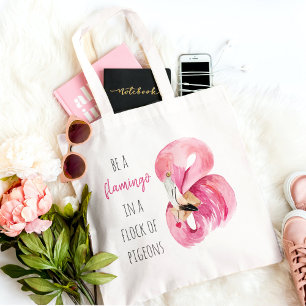 Moderne exotische rosa Wasserfarbe Flamingo mit Zi Tragetasche