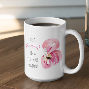 Moderne exotische rosa Wasserfarbe Flamingo mit Zi Zweifarbige Tasse