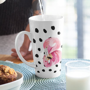 Moderne exotische rosa Wasserfarbe Flamingo & Punk Milchtasse