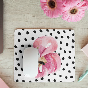 Moderne exotische rosa Wasserfarbe Flamingo & Punk Mousepad