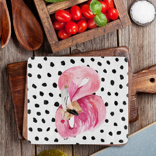 Moderne exotische rosa Wasserfarbe Flamingo & Punk Schneidebrett