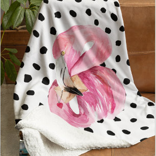 Moderne exotische rosa Wasserfarbe Flamingo & Punk Sherpadecke