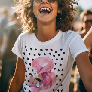 Moderne exotische rosa Wasserfarbe Flamingo & Punk T-Shirt