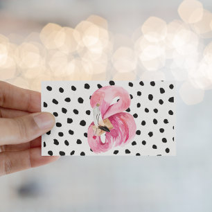 Moderne exotische rosa Wasserfarbe Flamingo & Punk Visitenkarte