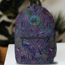 Moderne exotische tropische Palm-Blätter Name Mono Bedruckter Rucksack