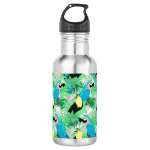 Moderne exotische Vögel & Foliage Tropical Design Edelstahlflasche