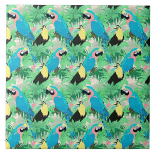 Moderne exotische Vögel & Foliage Tropical Design Fliese