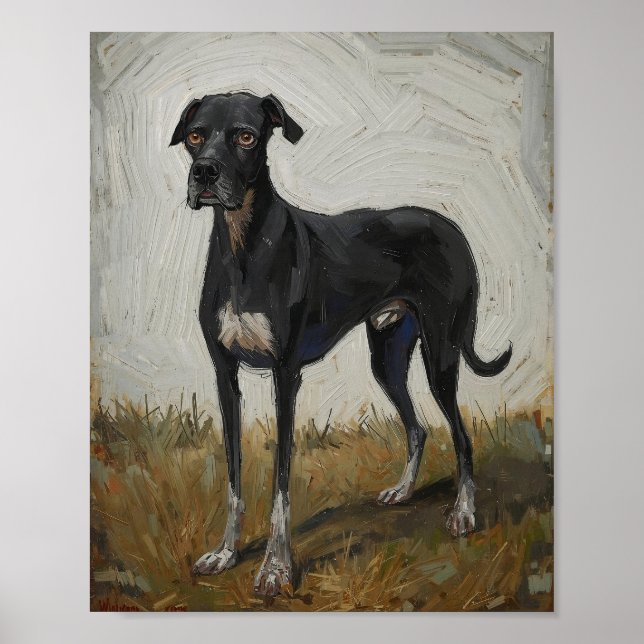 Moderne expressionistische Hunde-Kunstposter Poster (Vorne)