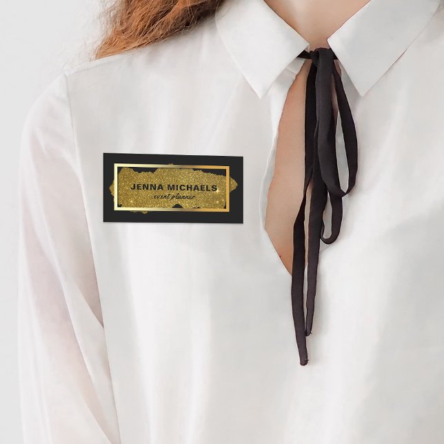 Moderne Extravagante Funkelnd Glitzer-Rectangle-Ra Namensschild (Von Creator hochgeladen)