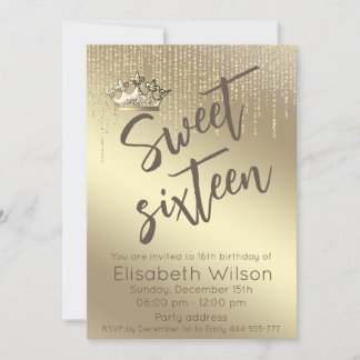 Moderne extravagante Goldschrift süß 16 Einladung