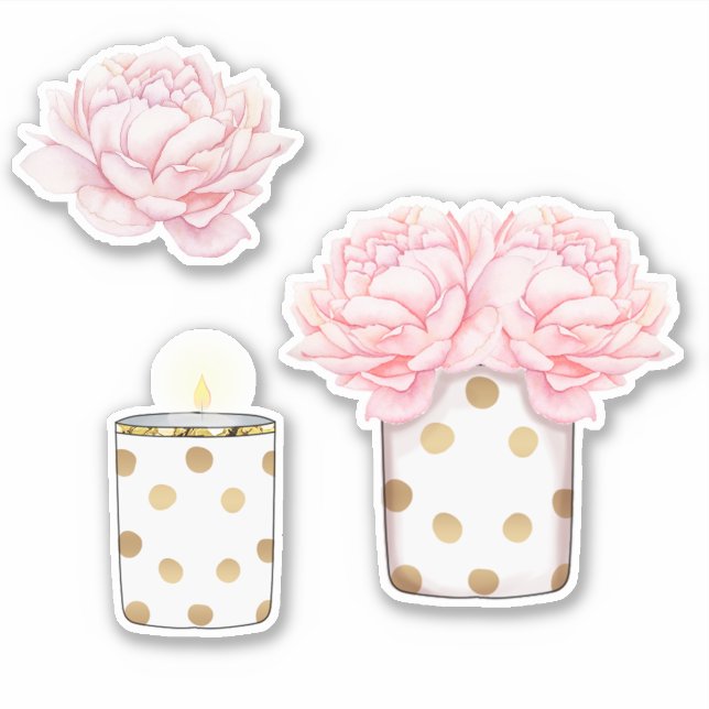 Moderne, Extravagante, Niedliche Rosa Golddots Aufkleber (Vorderseite)