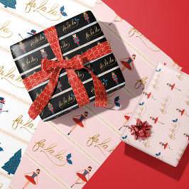 Moderne Fa La La Christmas Nutcracker Charaktere Geschenkpapier Set