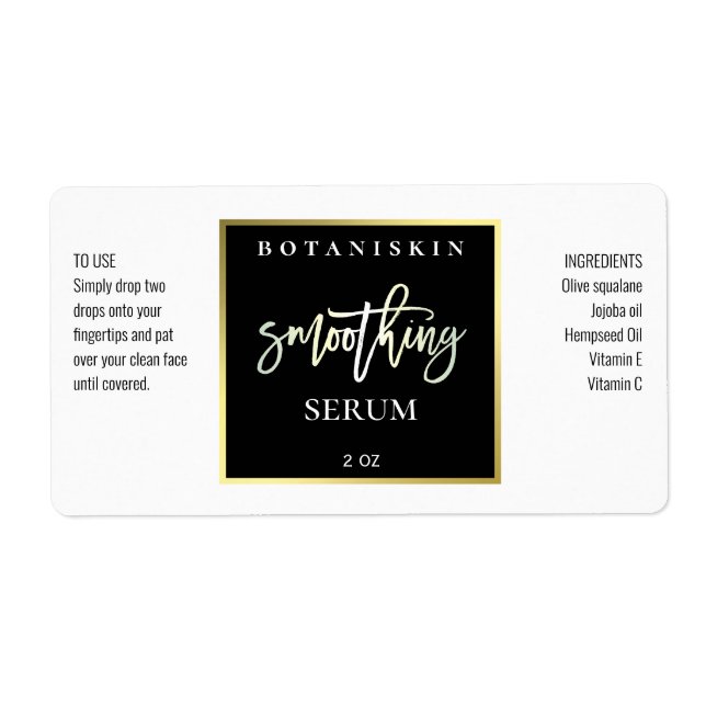 Moderne Face- und Haar-White-Serum-Labels (Vorne)