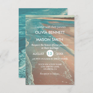 Moderne Fade Tropical Beach Sea Wedding Card Einladung