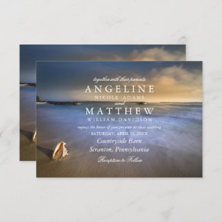 Moderne Fade Tropical Beach Sea Wedding Card Einladung