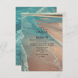 Moderne Fade Tropical Beach Sea Wedding Card Einladung