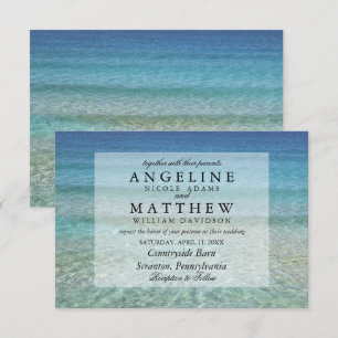 Moderne Fade Tropical Beach Sea Wedding Card Einladung