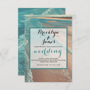 Moderne Fade Tropical Beach Sea Wedding Card Einladung