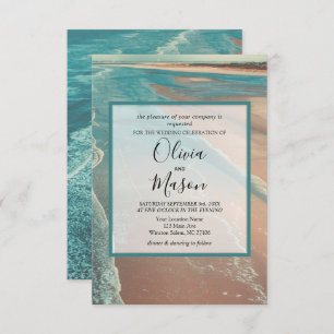 Moderne Fade Tropical Beach Sea Wedding Card Einladung