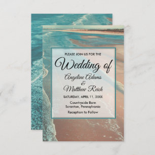 Moderne Fade Tropical Beach Sea Wedding Card Einladung