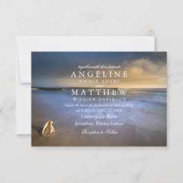 Moderne Fade Tropical Beach Sea Wedding Card Einladung