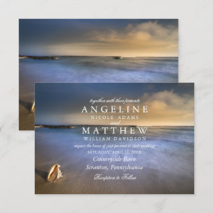 Moderne Fade Tropical Beach Sea Wedding Card Einladung