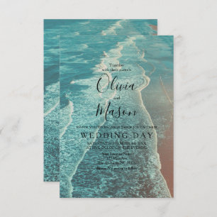 Moderne Fade Tropical Beach Sea Wedding Card Einladung
