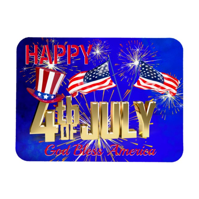 Moderne Fahne 4. Juli US USA Magnet (Horizontal)