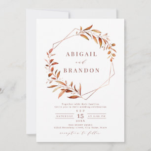 Moderne Fall Greenery Geometric Rustic Wedding Inv Einladung