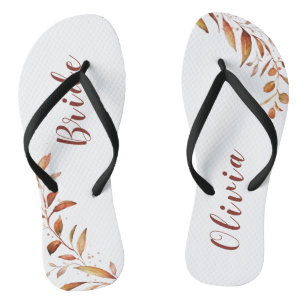 Moderne Fall Greenery Geometrische Personalisierte Flip Flops