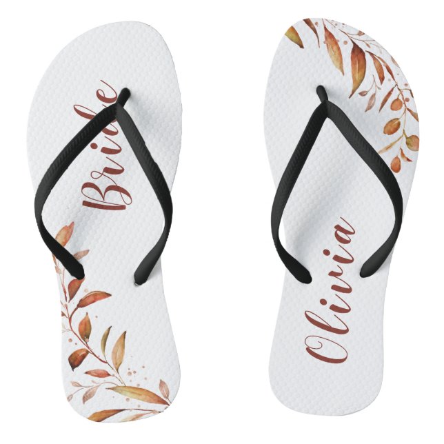 Moderne Fall Greenery Geometrische Personalisierte Flip Flops (Fußbett)