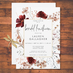 Moderne Fall Rust Wildblume Bridal Luncheon Einladung
