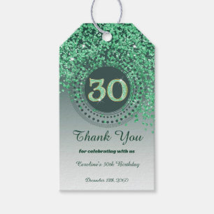 Moderne fallende grüne Glitter 30. Geburtstag Geschenkanhänger