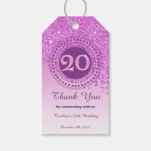 Moderne fallende rosa Glitter 20. Geburtstag Geschenkanhänger