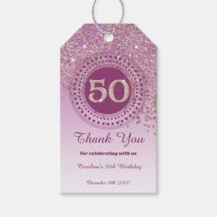 Moderne fallende Rose Gold Glitter 50. Geburtstag Geschenkanhänger