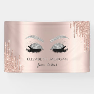 Moderne falsche Wimpern mit Silberglitter und Rosé Banner