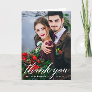 Moderne Falte des Kalligraphie-Hochzeits-Foto-W Karte