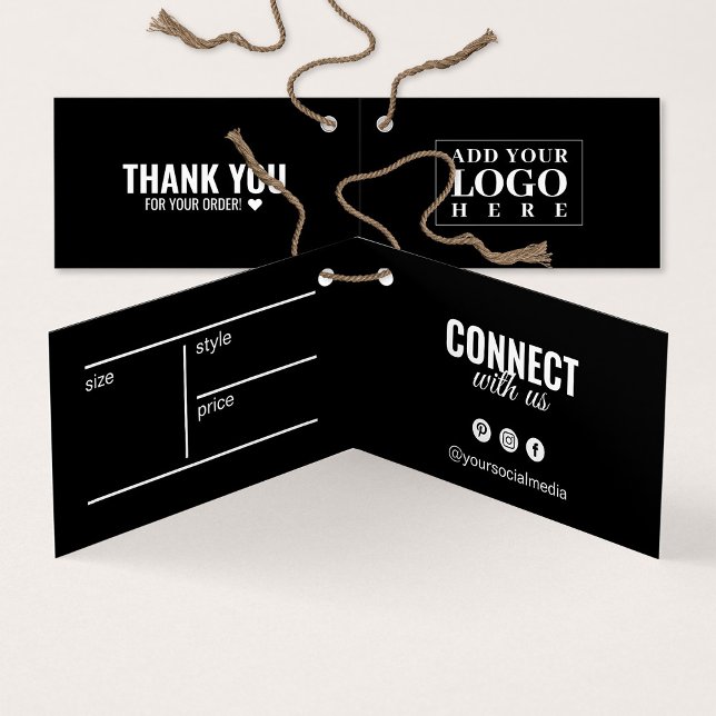 Moderne Faltschachtel-Black Hang-Tag-Karte (Von Creator hochgeladen)