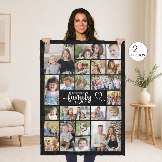 Moderne Familie 21 Fotos Script Herzname Custom Fleecedecke (Von Creator hochgeladen)