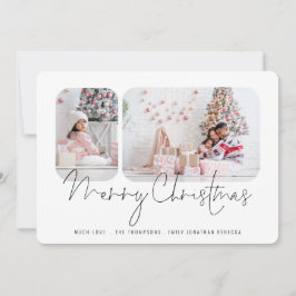 Moderne Familie 2 Fotos Script Frohe Weihnachtskar Feiertagskarte