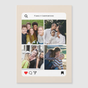 Moderne Familie 4 Fotos einfacher Instagram-Stil Magnetkarte