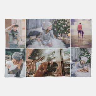 Moderne Familie 6 Fotocollage Keepake Geschirrtuch