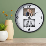 Moderne Familie bewahren 2-Foto Collage Uhr<br><div class="desc">Erstellen Sie Ihre moderne Familienzusammenführung mit 2 Foto Collage Uhr. Personalisieren Sie mit 2 Ihrer Lieblings-Fotos und machen Sie Ihre eigene personalisierte Wanduhr für Ihre Zuhause oder ein Geschenk.</div>