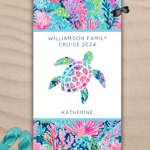 Moderne Familie Cruise Vacation Sea Schildkrötenna Strandtuch